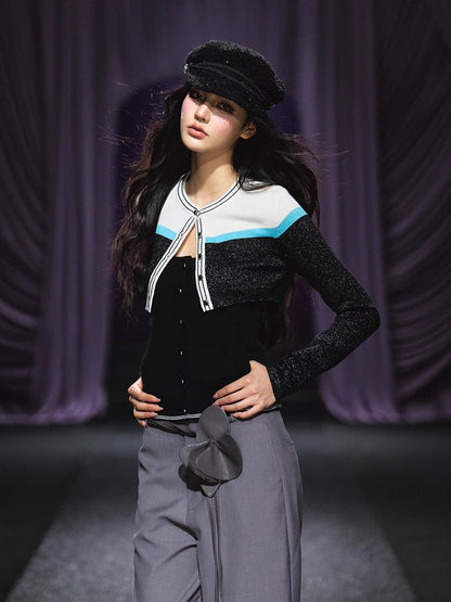 Sparkle Contrast Trim Knit Two-Piece Set