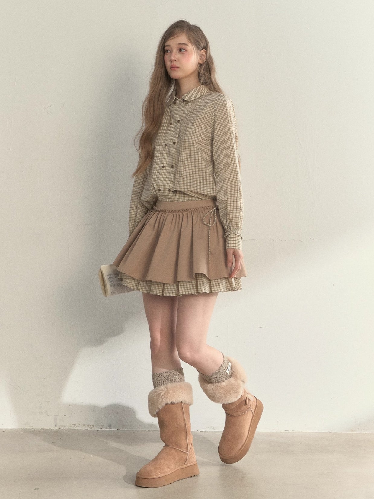 Double-Breasted Doll Collar Shirt