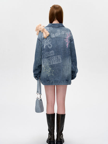 Full Graffiti Denim Jacket