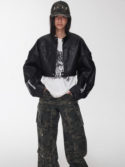 Distressed Star-Studded Camouflage Baseball Cap
