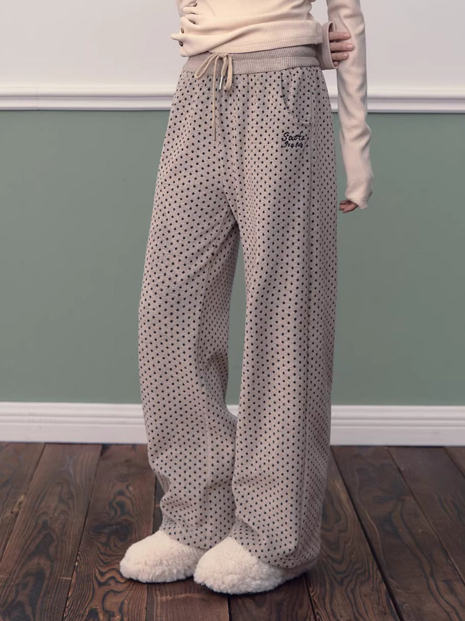 Polka Dot High-Waist Wide-Leg Pants