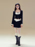White Square-neck Cardigan & Skirt Set - CHINASQUAD