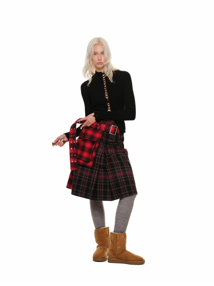 Plaid Big-Pocket Waist Belt