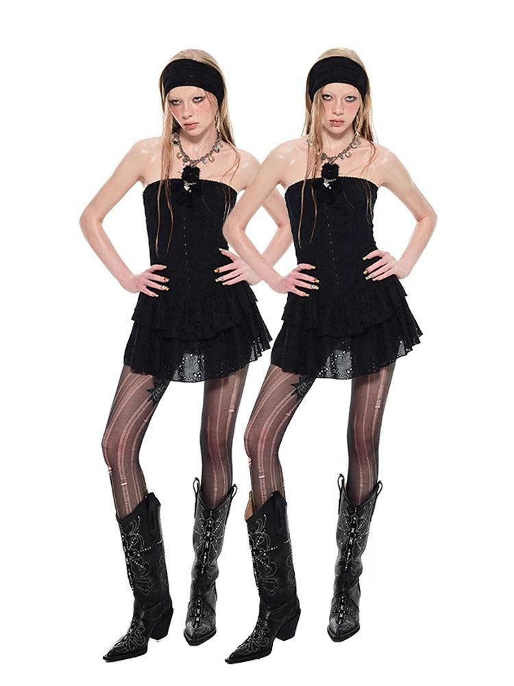 Cotton Jacquard Boned Fit-and-Flare Dress