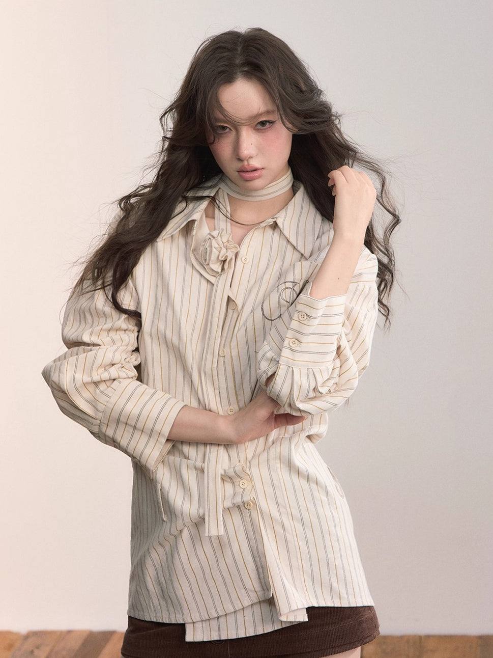 Two-Way Striped Cotton Shirt