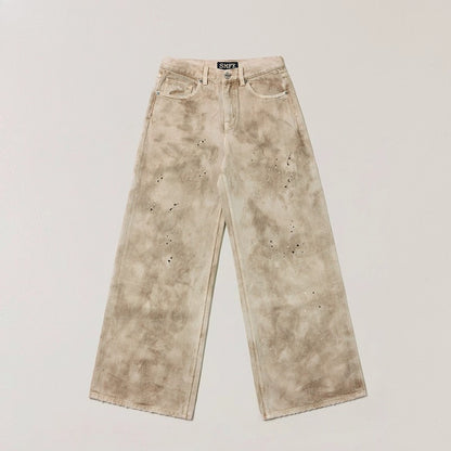 Wild Diamond Handcrafted Wide-Leg Denim Pants