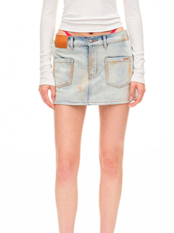 Washed Folded Low-waist Pencil Skirt - CHINASQUAD