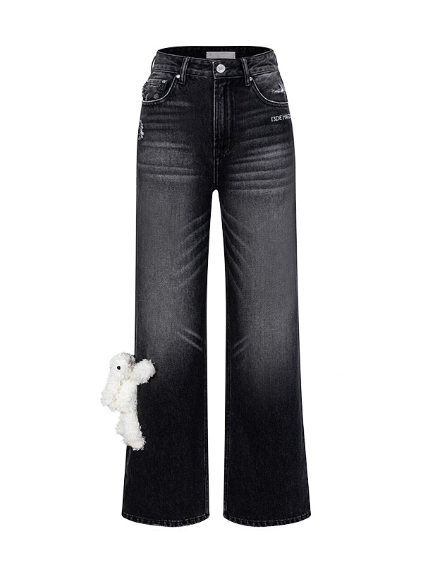 13DE MARZO Doozoo Straight-Leg Jeans – Black