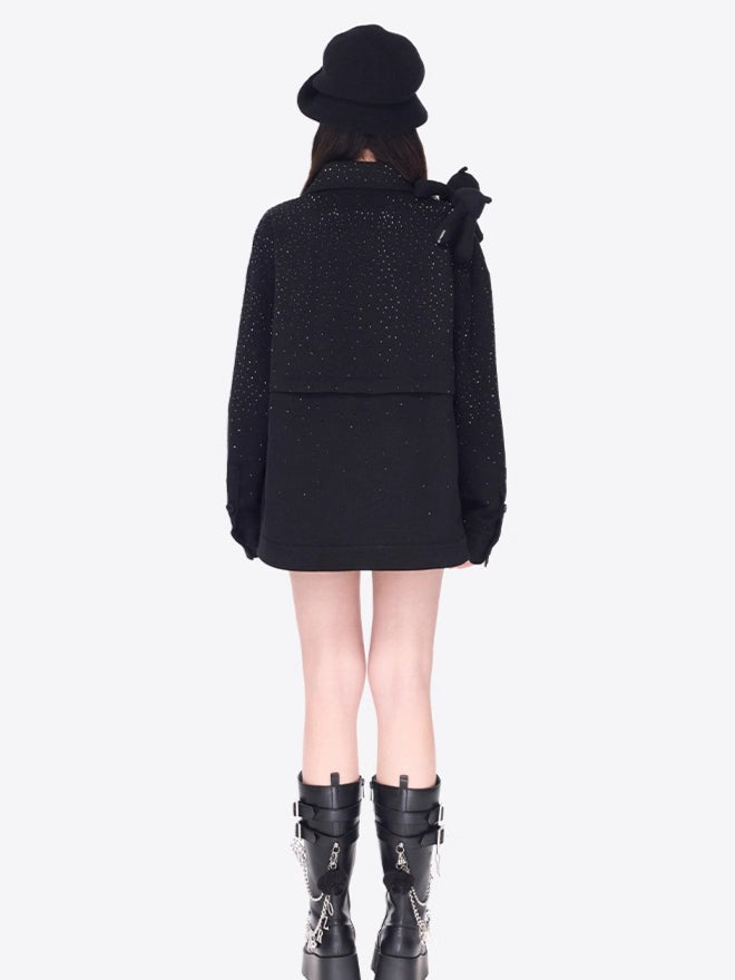 Crystal-Embellished Utility Shirt Jacket