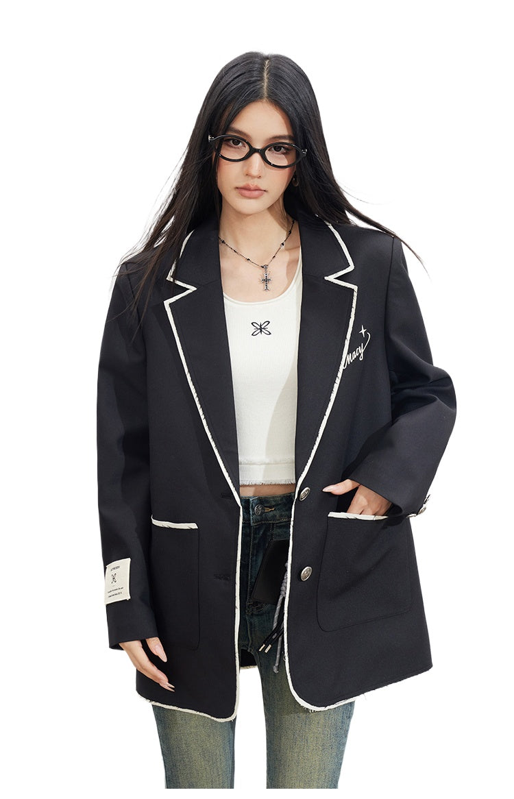 Contrast Fringe Blazer