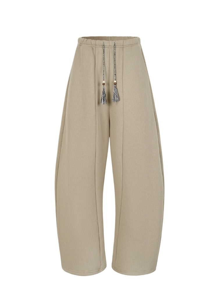 Fleece-Lined Scimitar Wide-Leg Sweatpants