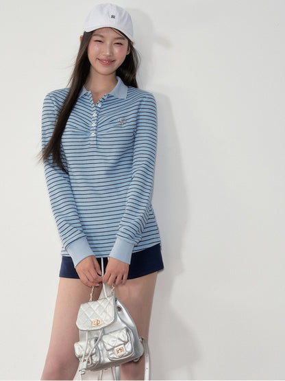 Striped Polo Long-Sleeve T-shirt - CHINASQUAD