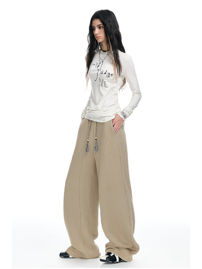 Fleece-Lined Scimitar Wide-Leg Sweatpants