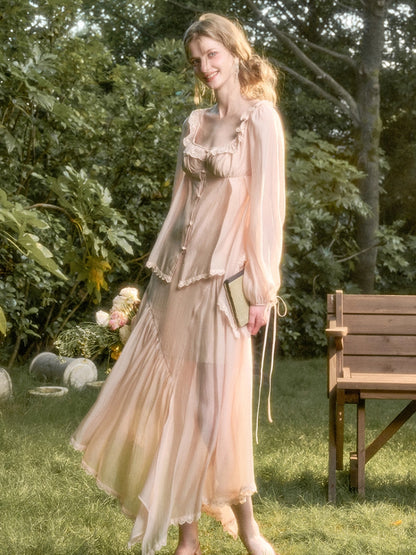 Tencel Elegant Retro Shirt &amp; Skirt Set - CHINASQUAD