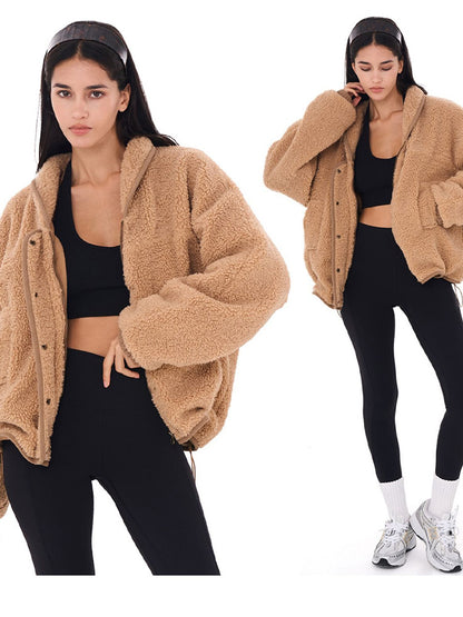 Double-Layer Fleece Oversized Jacket