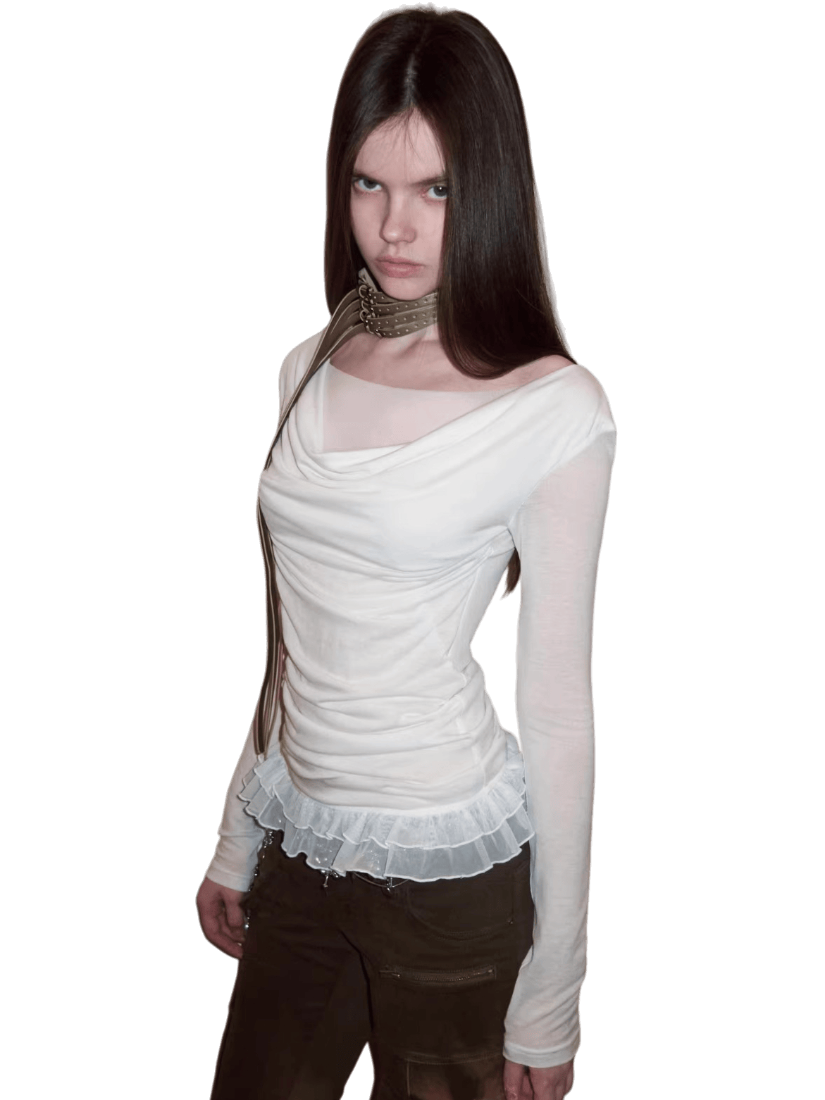 Mesh Double-Layer Ruched Base Layer