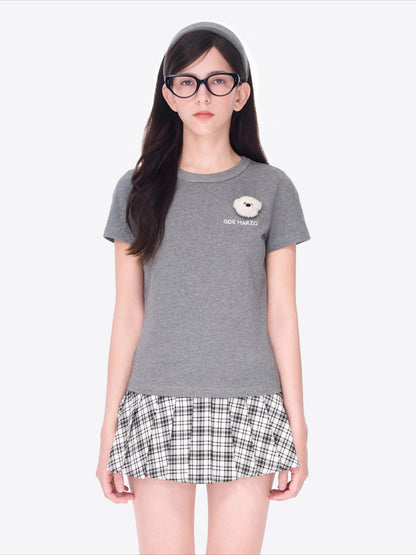 Bear Motif Fitted Cotton Tee