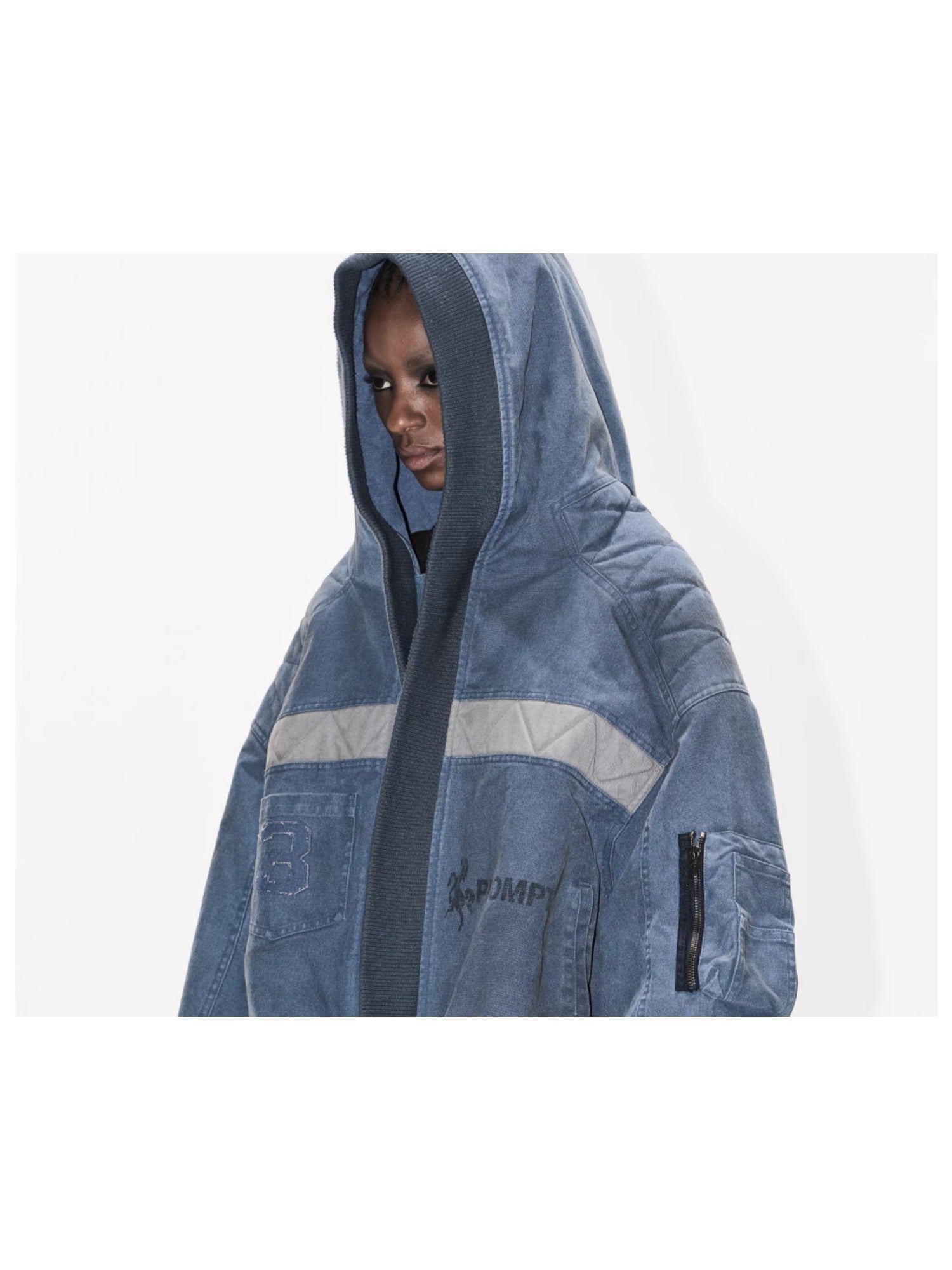 Washed Oversized Utility MA-1 Hooded Jacket