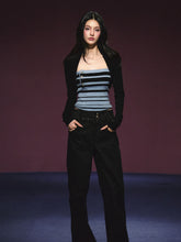 Striped Contrast Hand-Sewn Button Tube Top & Shrug Set - CHINASQUAD