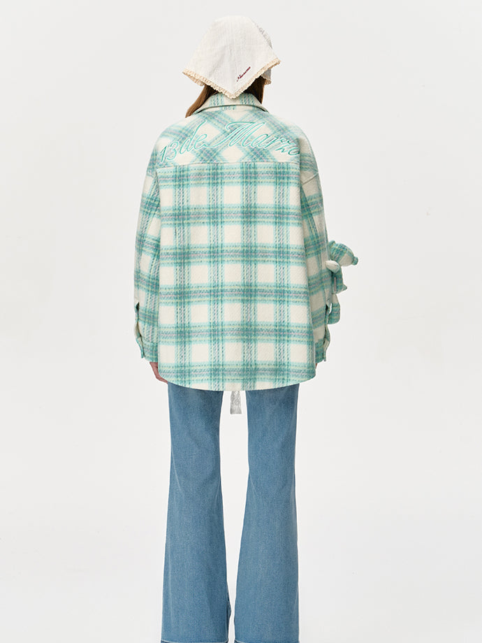 Bear Woven Plaid Coat