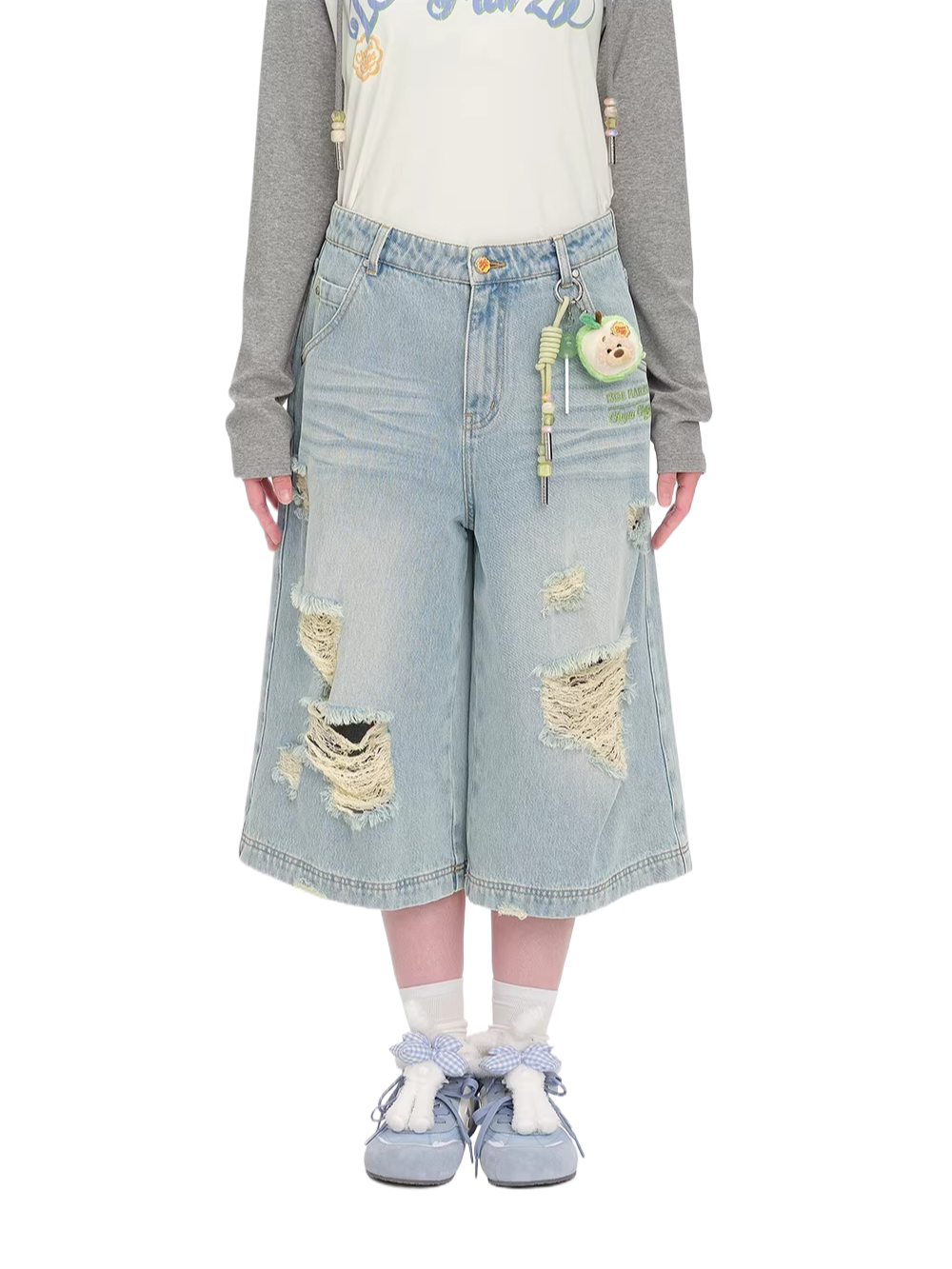 Distressed Cropped Straight-Leg Jeans