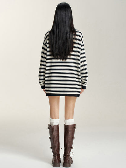 Striped Contrast Loose Knit Sweater