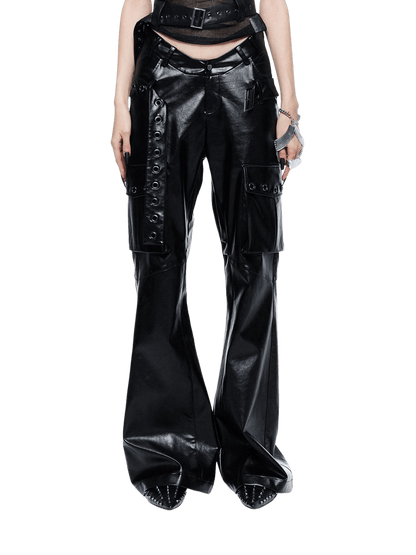Grunge Oversized Faux Leather Cargo Pants