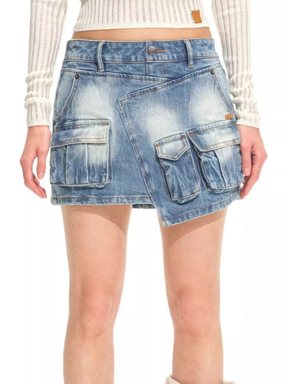 Ranch-Style Layered Denim Mini Skirt