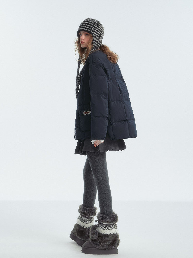 Double-Sided Quilted Colorblock Down Jacket