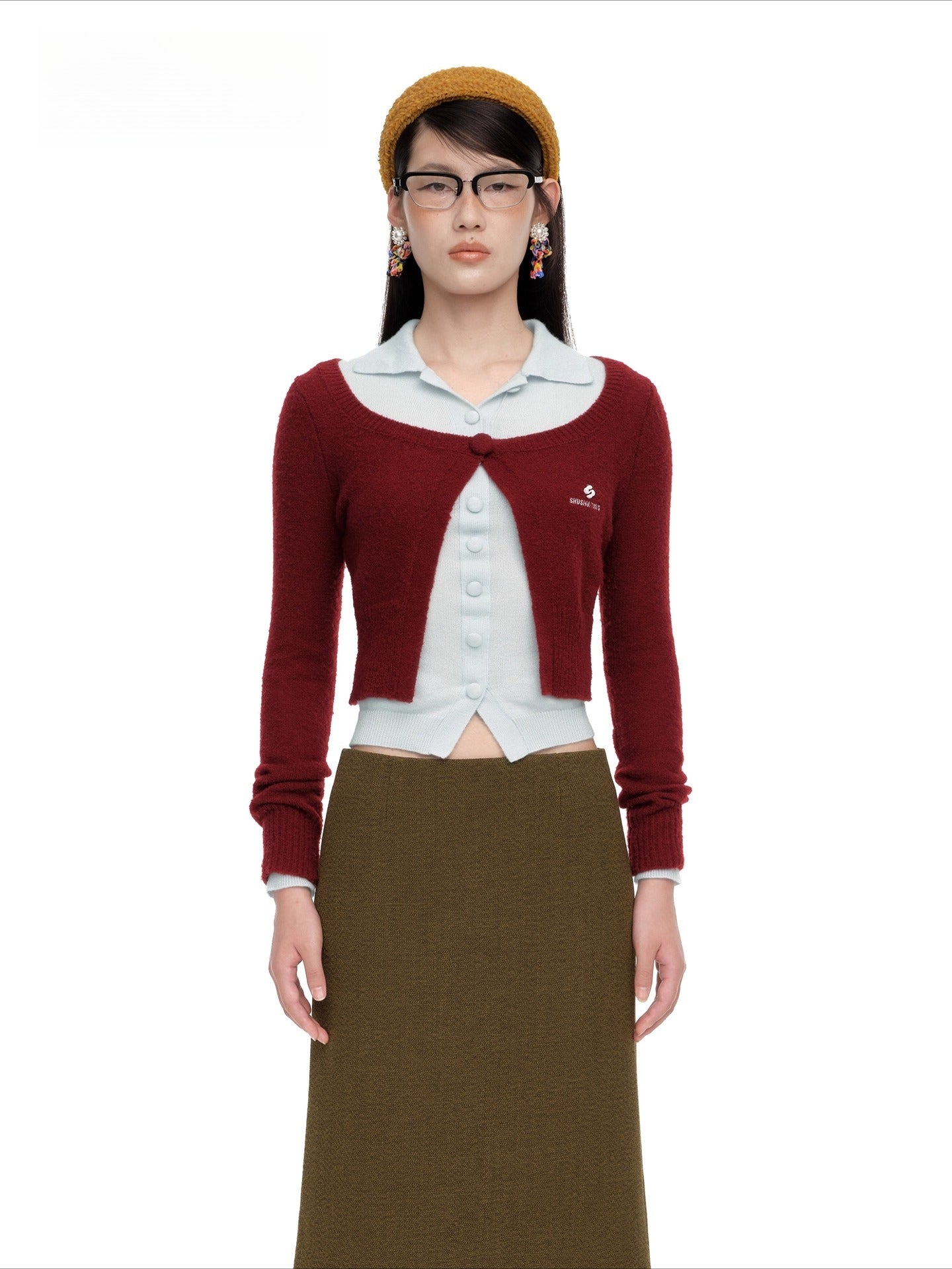 Single-Button Wool-Blend Knit Cardigan