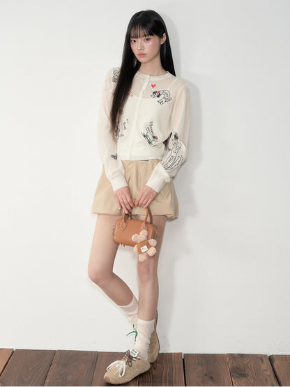 Embroidered Puppy Sun-Protective Knit Cardigan - CHINASQUAD
