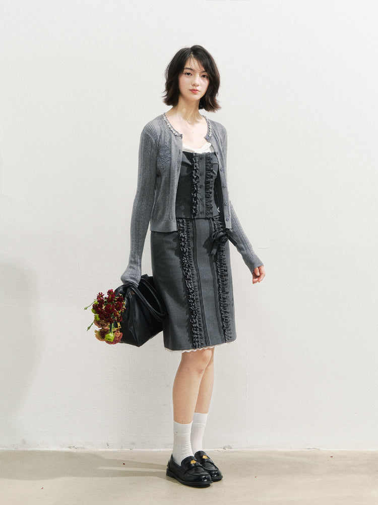 Miu-Style Lace Trimmed Tank Top &amp; Skirt Set - CHINASQUAD