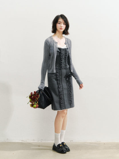 Miu-Style Lace Trimmed Tank Top &amp; Skirt Set - CHINASQUAD