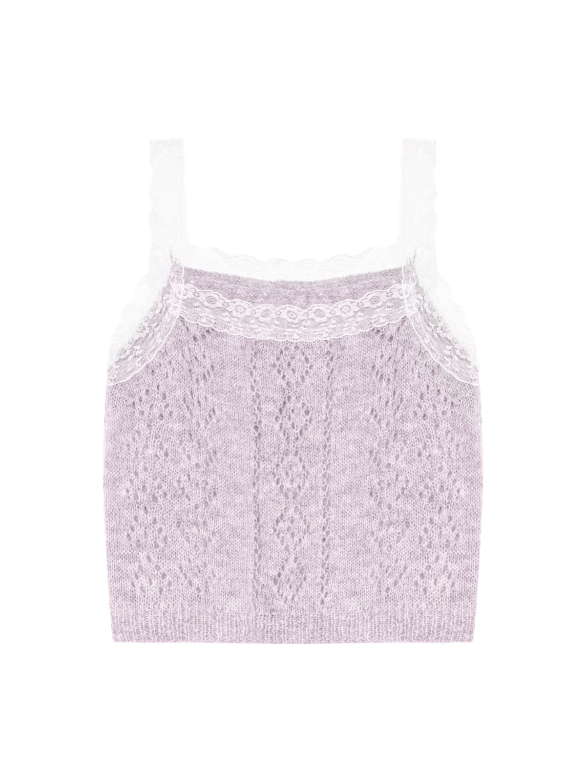 Gray Purple Lace Trim Tank Top CHINASQUAD