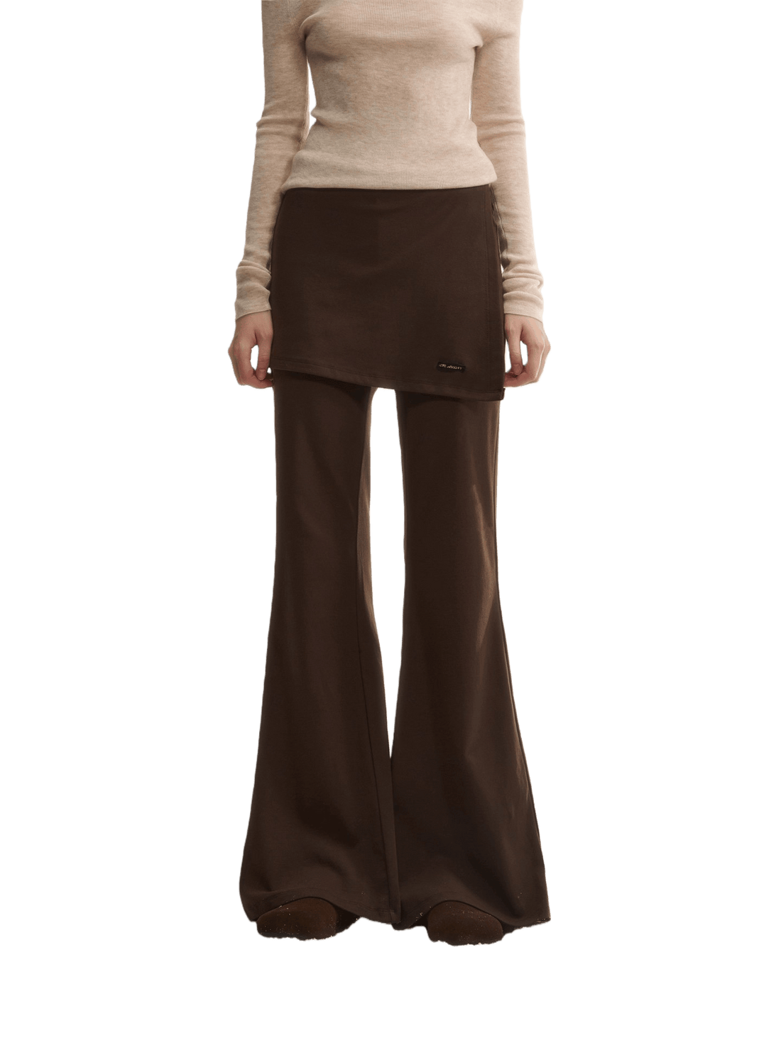 Asgony Asymmetric Layered Flare Knit Pants