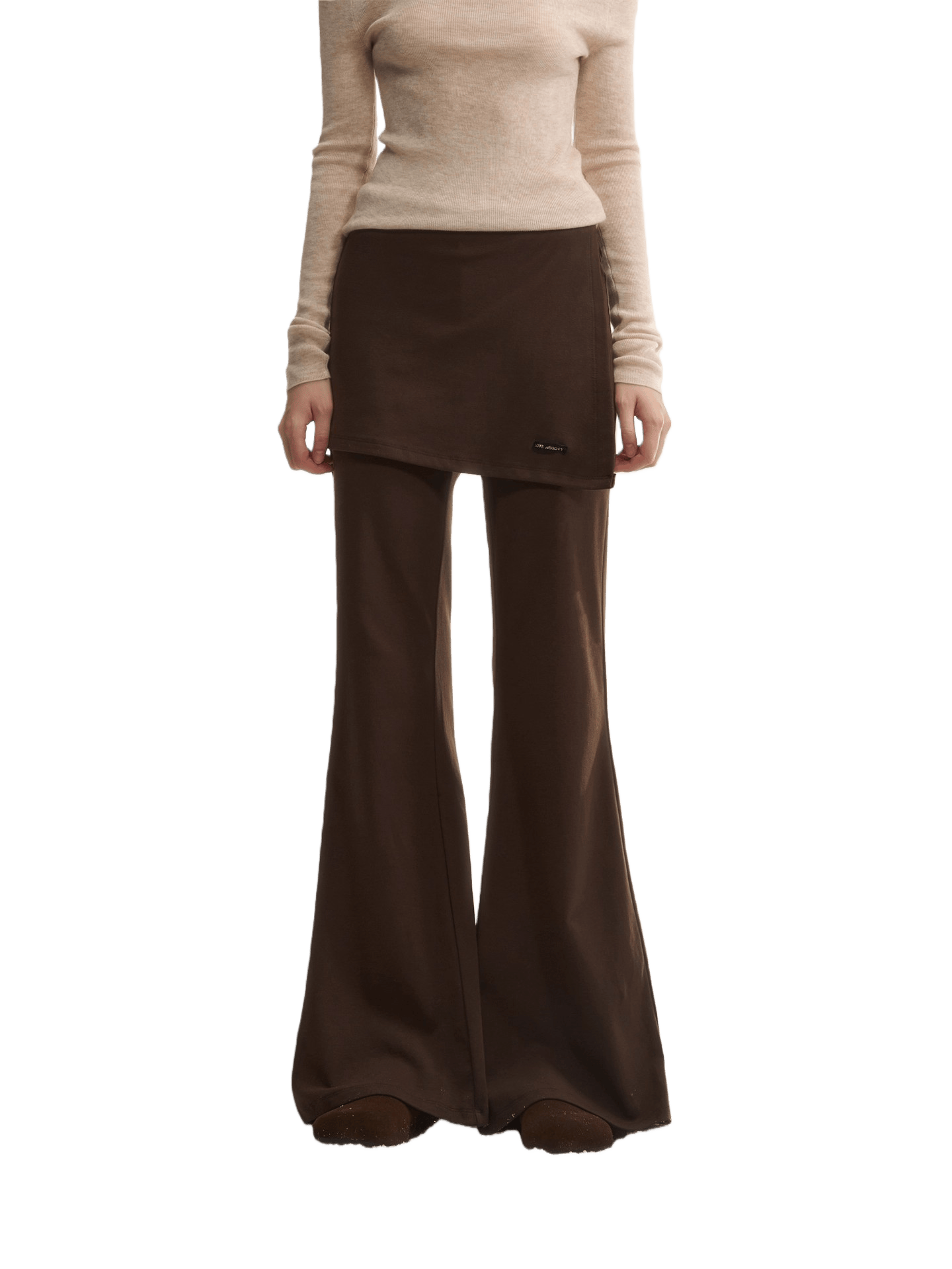 Asgony Asymmetric Layered Flare Knit Pants