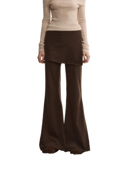 Asgony Asymmetric Layered Flare Knit Pants