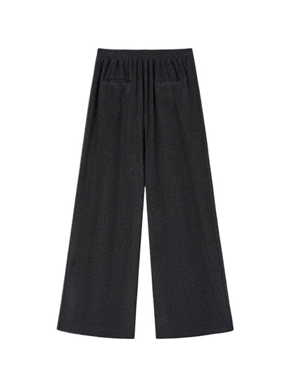 Fuzzy Big Pocket Straight-Leg Casual Pants