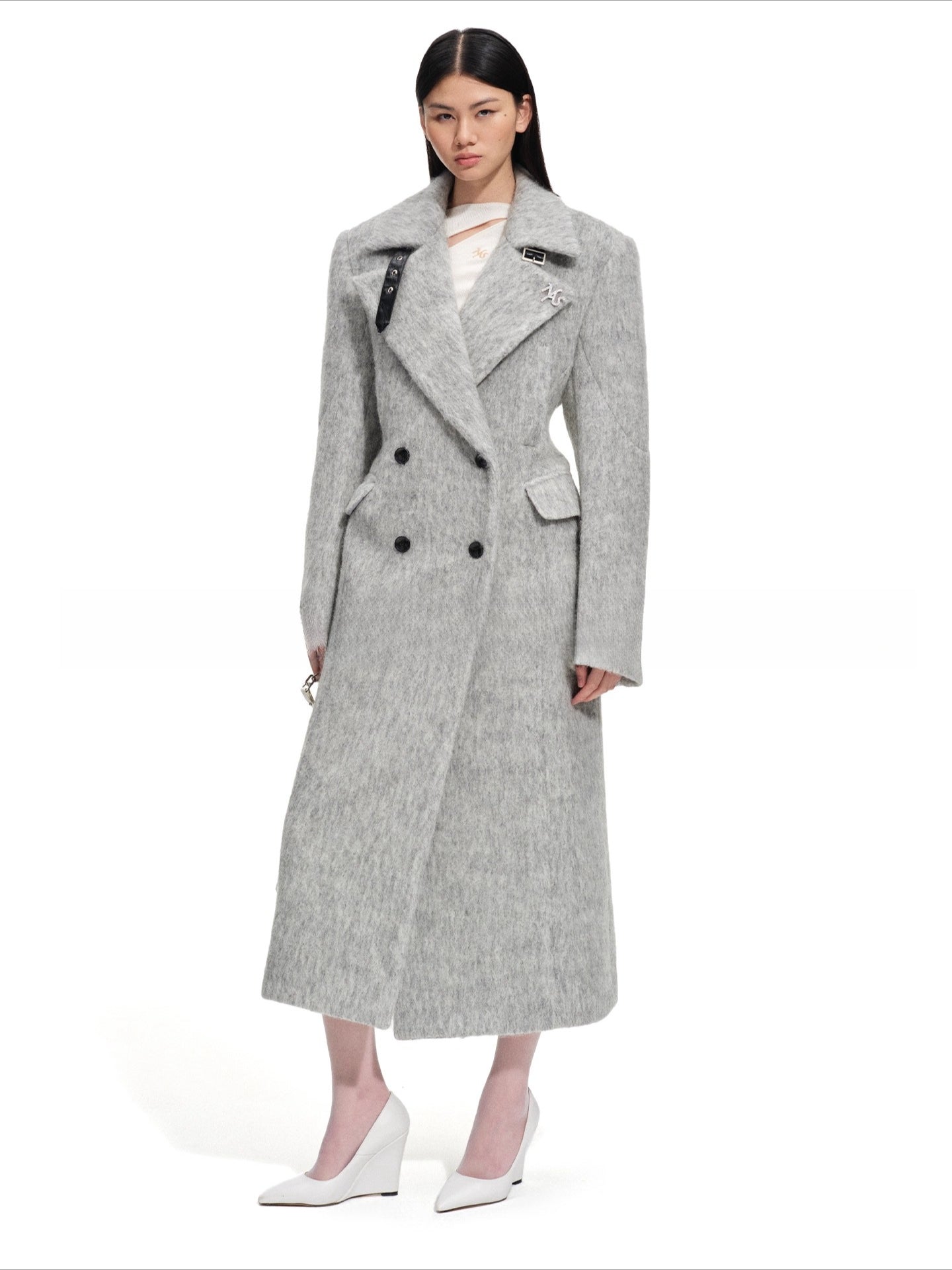 Classic Sculpted Long-Pile Wool Coat