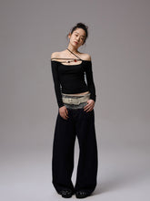 Double Waistband Raw Denim Wide-Leg Jeans - CHINASQUAD