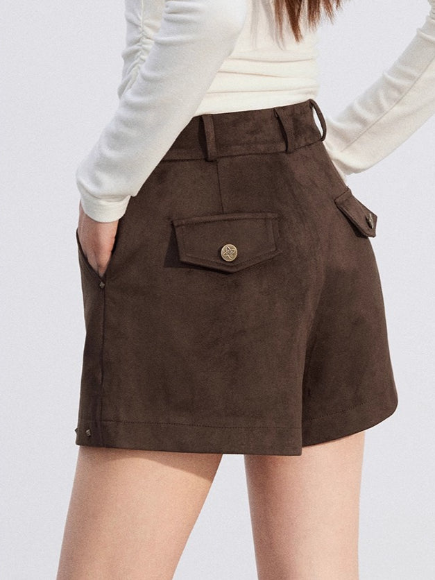 Studded Suede-Look High-Rise Shorts