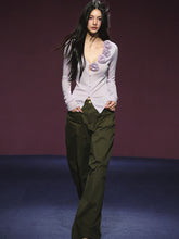 3D Rose Appliqué Sheer Knit Cardigan - CHINASQUAD