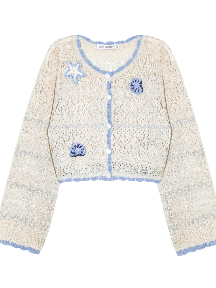 Hollow Out Crochet Knit Cardigan - CHINASQUAD