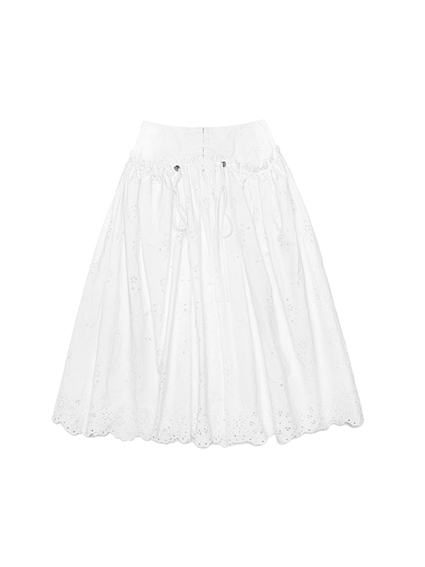 White Dual-Waist A-Line Skirt 