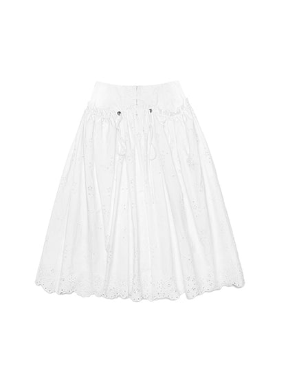 White Dual-Waist A-Line Skirt 