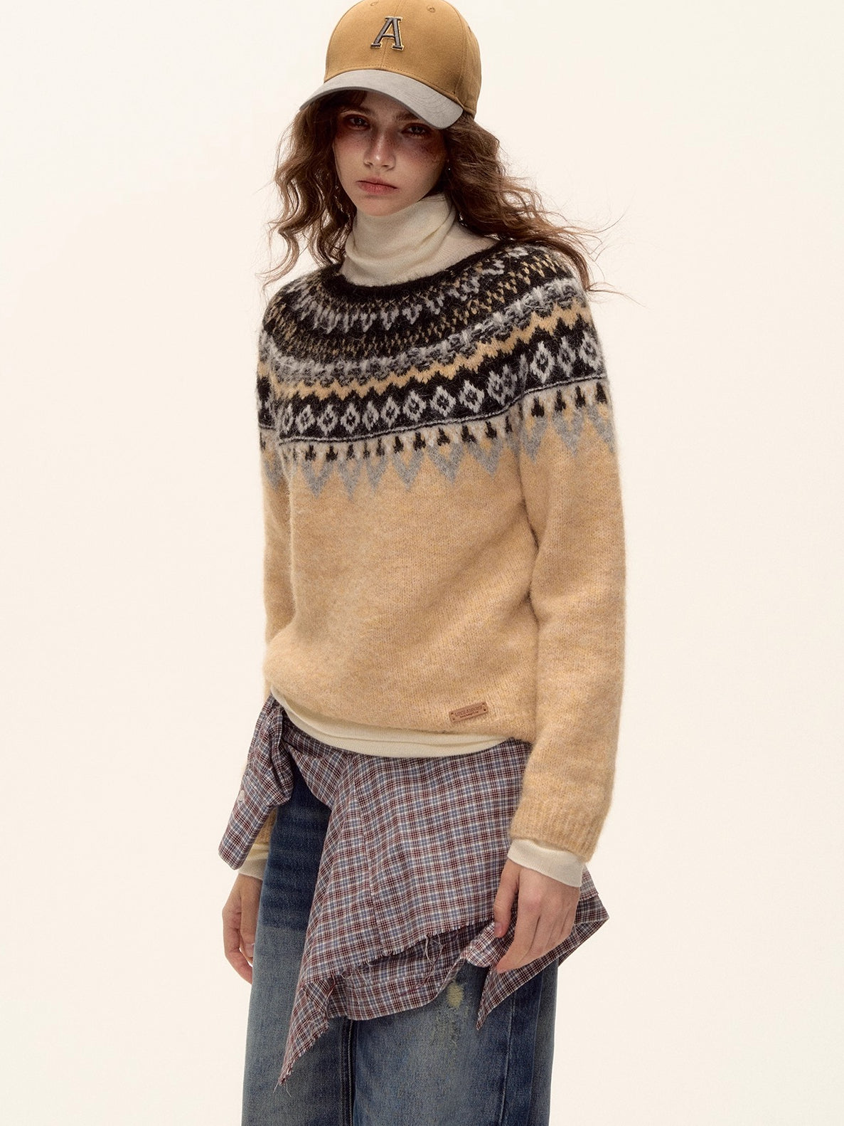 Asgony Retro Contrast Lettering Baseball Cap