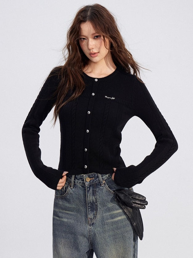 Dual-Layer Cable-Knit Long-Sleeve Turtleneck