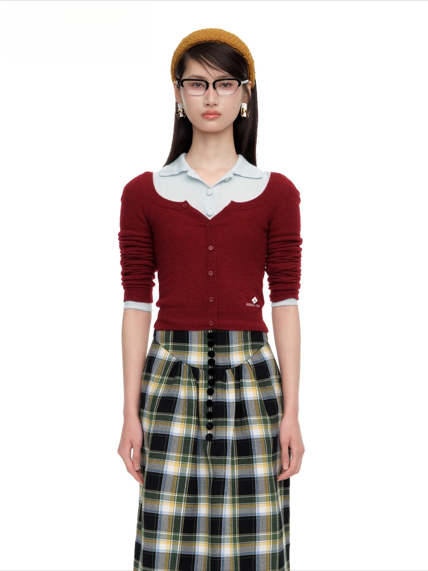 Round-Neck Fitted Wool-Blend Knit Cardigans