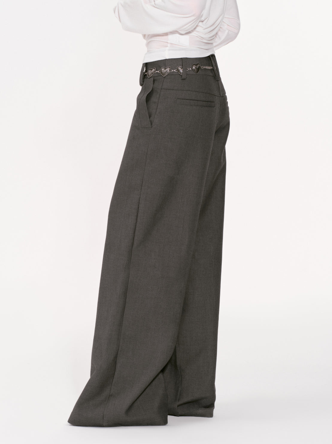 Structured Low-Waist Wide-Leg Pants