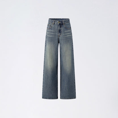 Leather-Patch Wide-Leg Cotton Jeans
